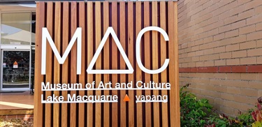 Entry sign - Museum of Art and Culture, Lake Macquarie, Yapang